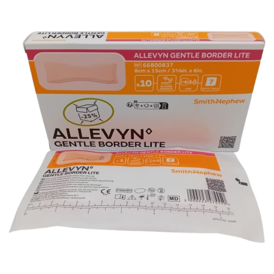 Allevyn Gentle Border Lite Foam Dressing 8cm x 15cm Box of 10