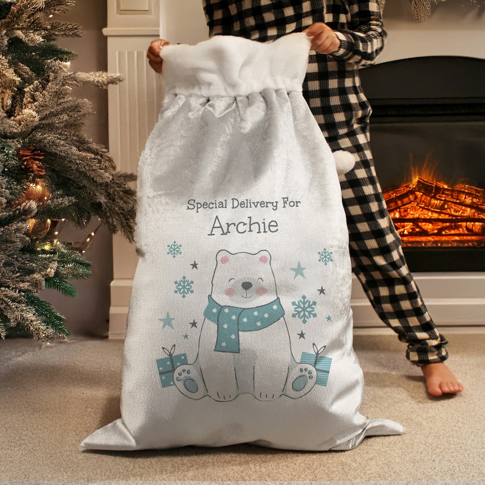 image 1 of Personalised Polar Bear Christmas Sack