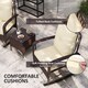 image 6 of Outsunny 3 Pieces Rattan Bistro Set, Wicker Garden Furniture Set with Cushions, Glass Top Coffee Table and Rocking Chairs, Small Balcony Furniture for Outdoor, Porch, Brown