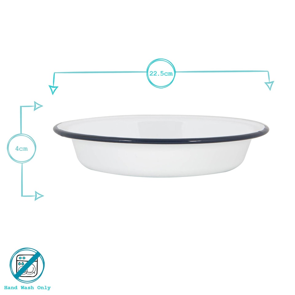 image 1 of Argon Tableware White Enamel Deep Bowls - 22.5cm - Navy - Pack of 6 | Blue | Navy