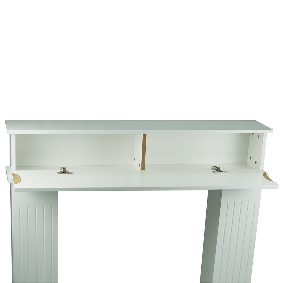 image 1 of Gr8 Home Wooden White Fireplace Surround Mantelpiece Storage Cabinet Shelves Unit Stand