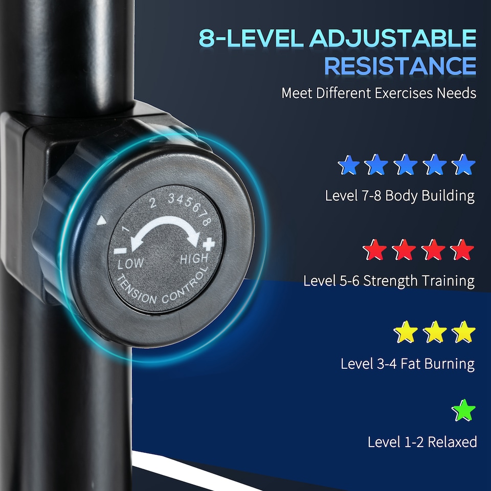 image 1 of HOMCOM Elliptical Cross Trainer with Adjustable Resistance, LCD Monitor, Wheels