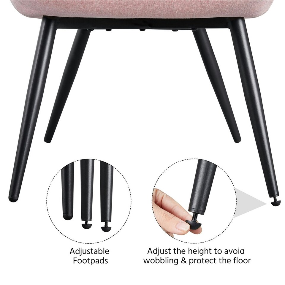image 1 of Yaheetech Modern Pleated Curved Back Fabric Accent Chair Pink