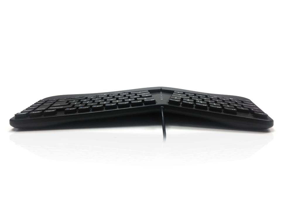 image 1 of Accuratus Contour Keyboard - USB Sculptured Ergonomic Split Key Multimedia Keyboard with Reverse Tilt & Trackball - Black