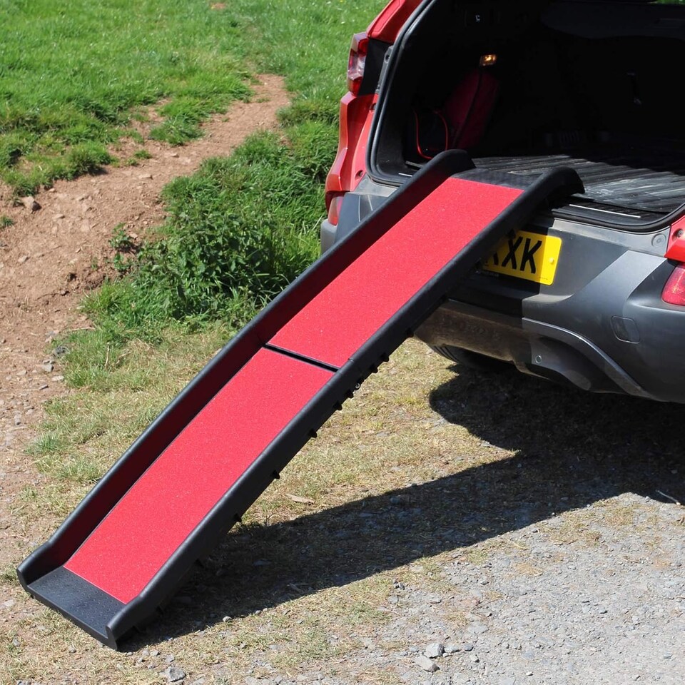 image 1 of Red Lightweight Folding Travel Pet Ramp