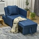 image 6 of HOMCOM Folding Sleeper Sofa Bed Chair with Pillows, Pocket, Blue