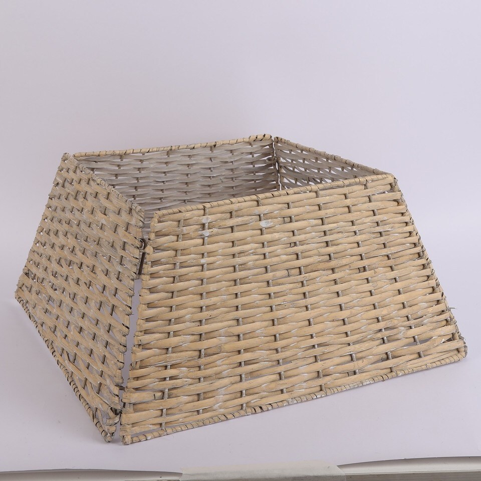 image 1 of 47cm Square Christmas Tree Skirt Stand Decorative Base Festive Xmas PVC Rope | Multi | Natural | 1