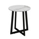 image 1 of Round MDF Coffee Side End Table with Steel Frame Legs Marble Look Living Room | White | White Marble | 1