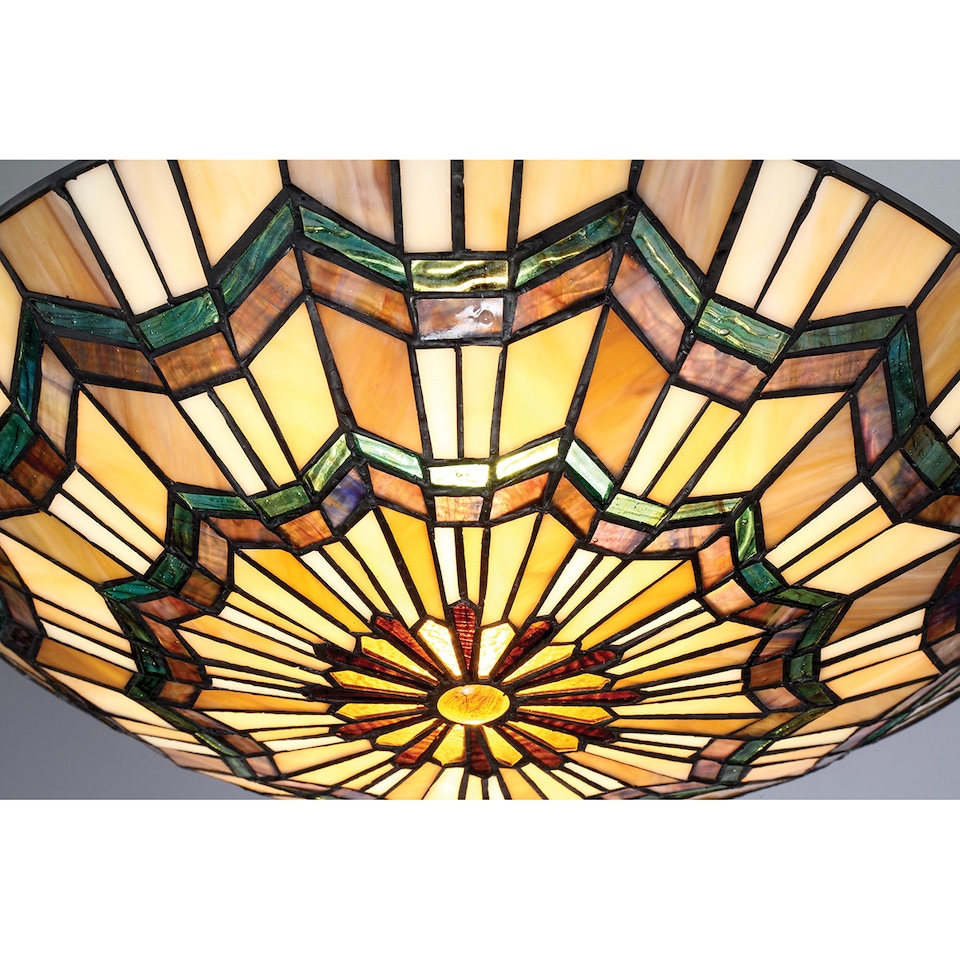 image 1 of Alcott 2 Light Tiffany Flush Mount - Bronze Finish, E27