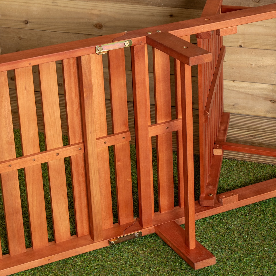 image 1 of 1.9m x 0.6m Outdoor Wooden Adjustable Foldable Sunlounger with Wheels | Brown | Brown