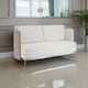 image 1 of Two-Seater Sofa,White Upholstered Couch With Silver Legs,Thick Padded Sofa Seat,Ideal For Outdoor Patio White