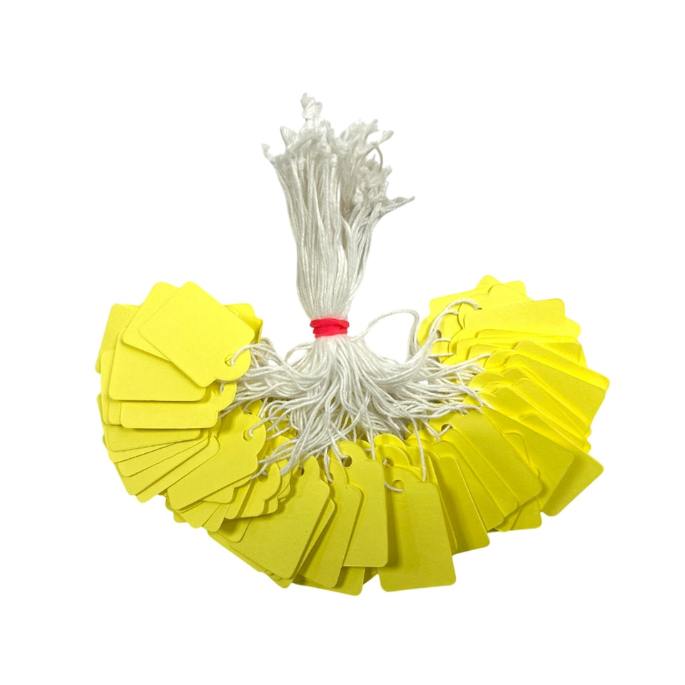 image 1 of Pack of 100 Medium Yellow Strung Tags 25 x 39mm