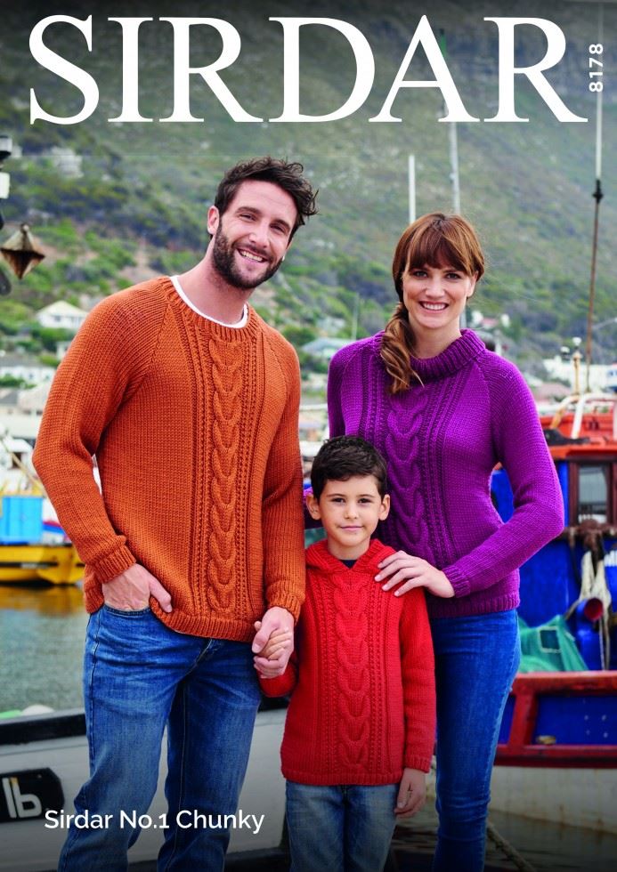 Sirdar No.1 Chunky Knitting Pattern 8178, Sweaters and Hoodies for Kids, Men and Women - 24 - 46 Inches & 61 - 117 cm