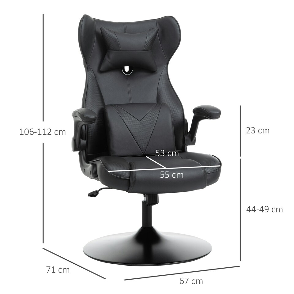 image 1 of Vinsetto Gaming Chair Home Office Chair w/ Swivel Pedestal Base Lumbar Support