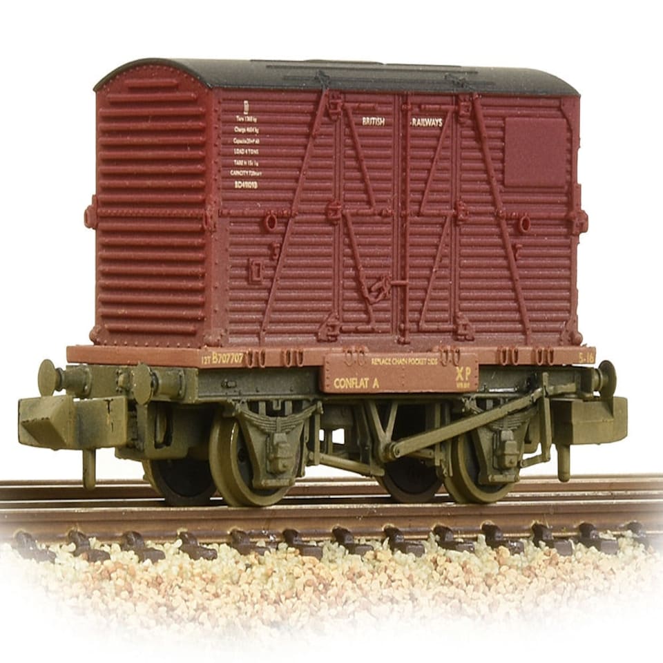 Graham Farish Conflat Wagon & BD Crimson Container BR Bauxite Wthrd