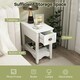 image 7 of COSTWAY 2 PCS Nightstand Side End Table White White