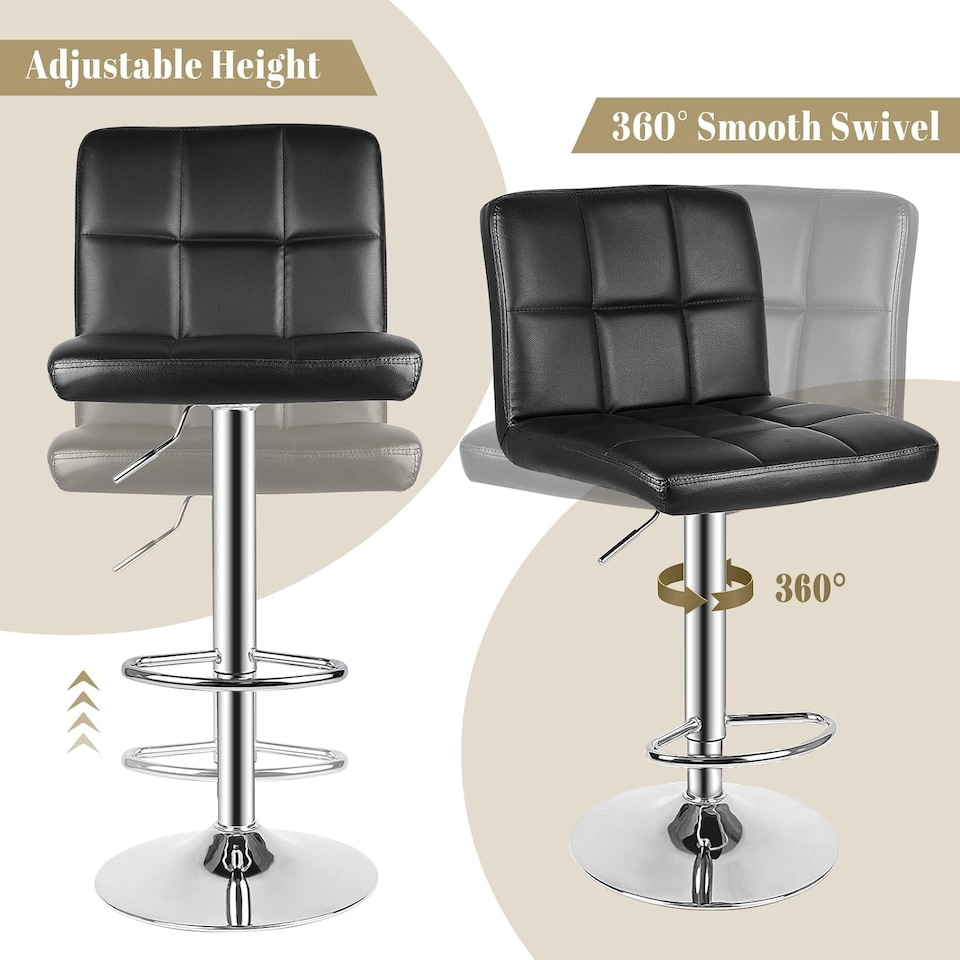 image 1 of Rattantree Bar Stool Set Of 2 Swivel Upholstered Height Adjustable Bar Stool