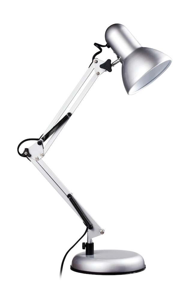 image 1 of Interiors by Premier Effortlessly Positioning Of Silver Grey Desk Lamp, Modern And Timeless Design Modern Bedside Table Light