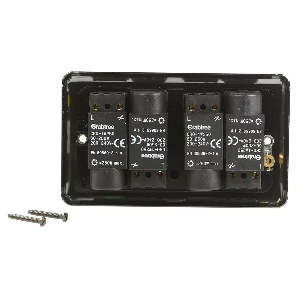 image 1 of Volex Crabtree 4-Gang Dimmer Light Switch - Angled Style