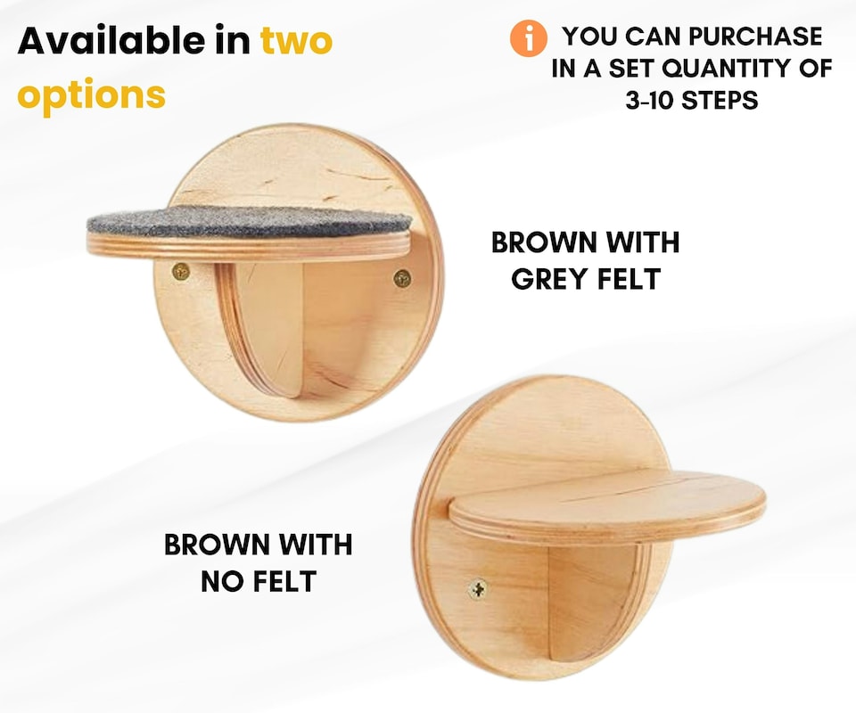 image 1 of NOVECRAFTO Wall-Mounted Cat Steps – Natural Wood Round Climbing Posts – Durable Cat Shelves for Climbing & Perching – Space-Saving Wall Steppers