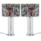 image 1 of Set of 2 Aura - Chrome Table Lamps with Safari Velvet Shades | Chrome | Multi | Large | 2
