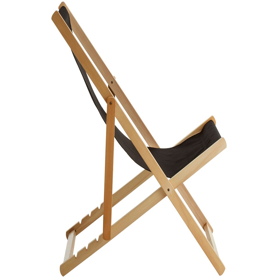 image 1 of Interiors by Premier Adjustable Black Deck Chair, Sling Design Lawn Chair, Ethically Sourced Deck Chair, Stylish Garden Chair