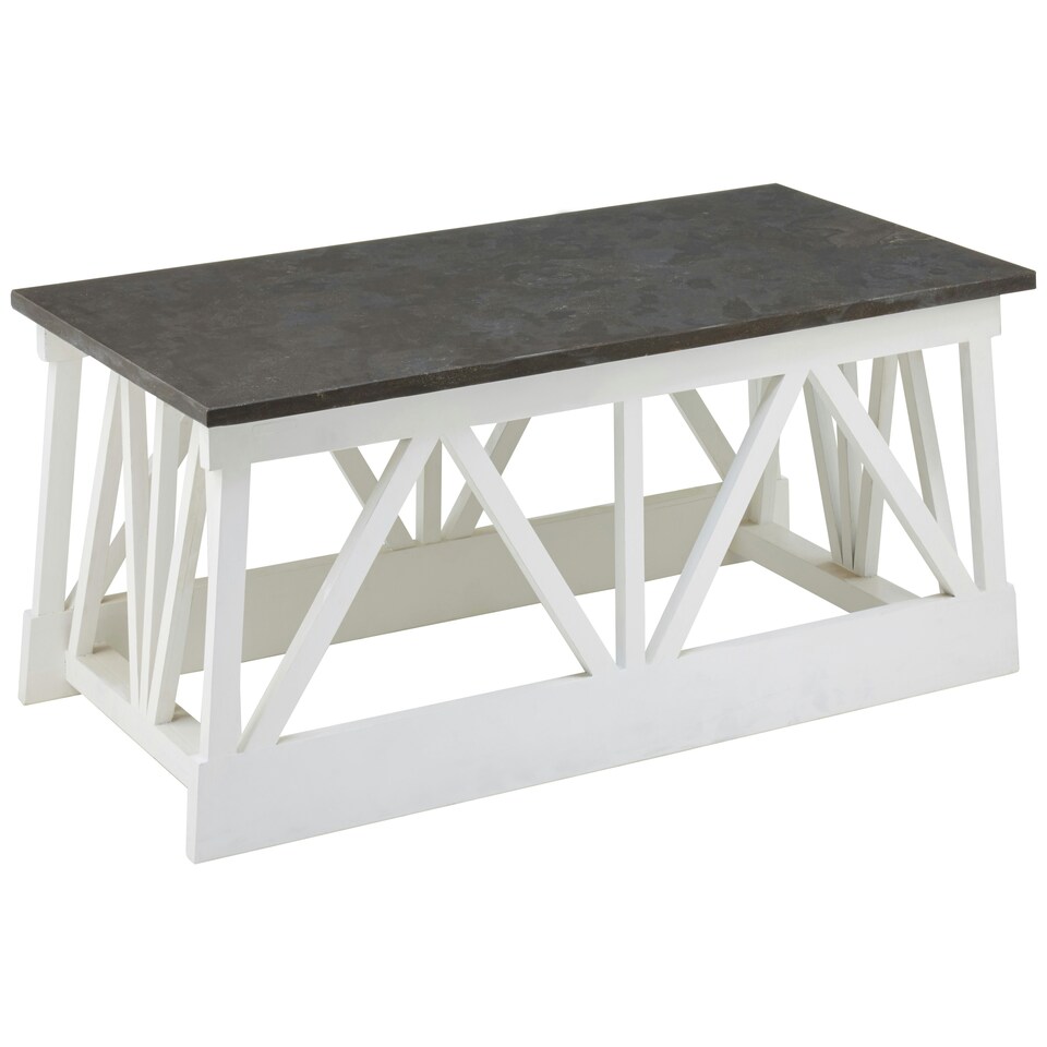 image 1 of Interiors by Premier Sleek Coffee Table, Rectangular Top Display Coffee Table, Carved Base Indoor Coffee Table With Storage White