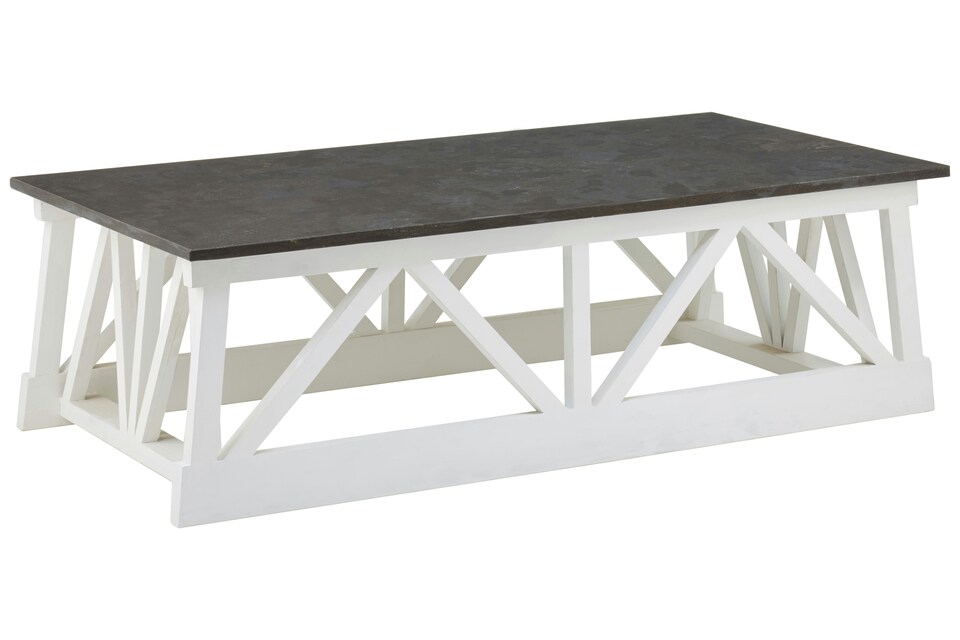 image 1 of Interiors by Premier Sleek Coffee Table, Rectangular Top Display Coffee Table, Carved Base Indoor Coffee Table With Storage | White