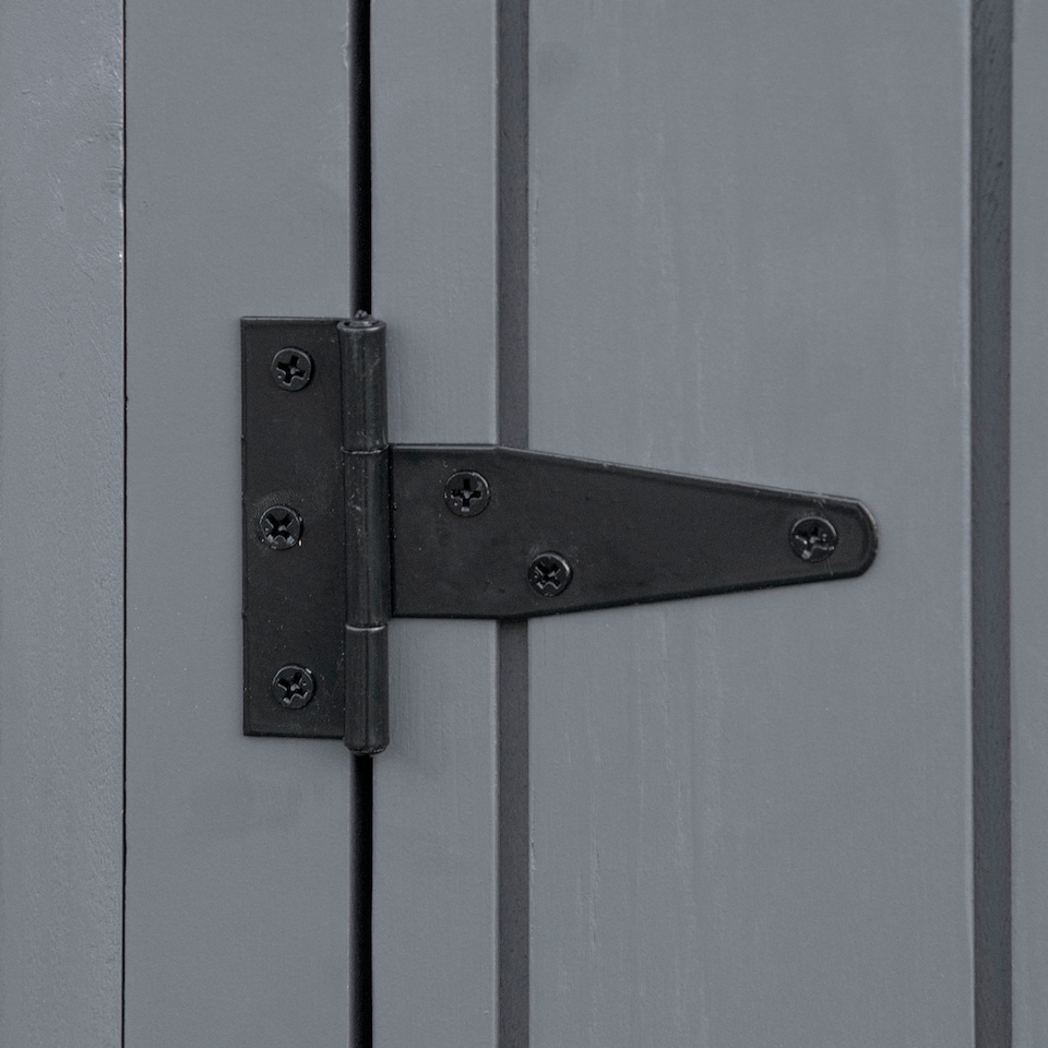 image 1 of Outsunny Wooden Garden Storage Shed with 3 Shelves, Outdoor Garden Tool Storage Cabinet with Tilt Roof, Firewood Rack Log Carrier, 129 x 51.5 x 180cm, Grey