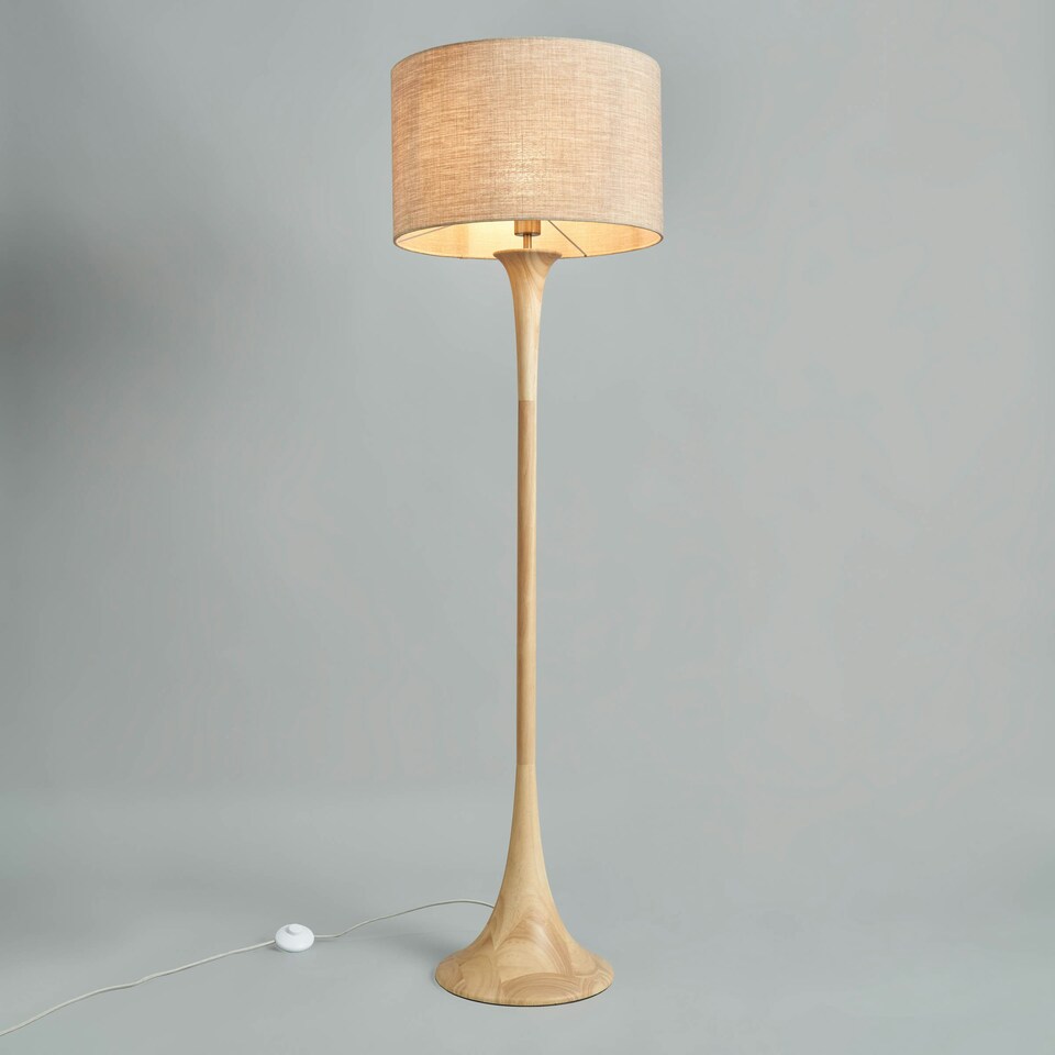 image 1 of BHS Lea Wooden Floor Lamp, Natural