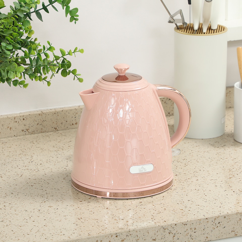 image 1 of HOMCOM Electric Kettle, 1.7L, Fast Boil, 3kW Cordless Water Kettle with Removable Washable Anti-scale Filter, Auto Shut-off, 360degree Swivel, UK Otter Thermostat, BPA Free, Light Pink