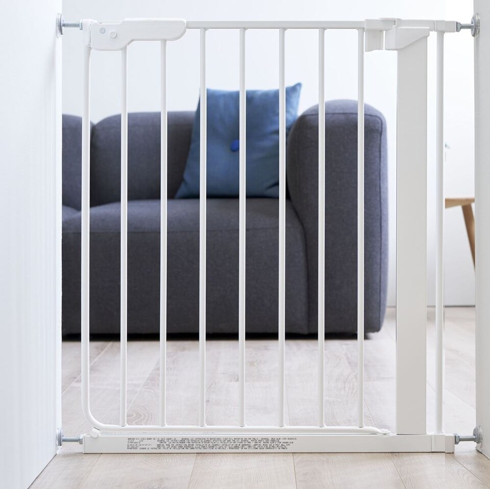 image 1 of Safetots Super Narrow Baby Gate, 60.5cm - 66.5cm, White, Child Safety Barrier, Pressure Fit Stair Gate | White | 1