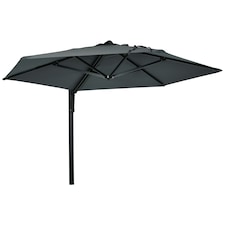 Outsunny Wall-Mounted Parasol Patio Umbrella with Hand Dark Grey