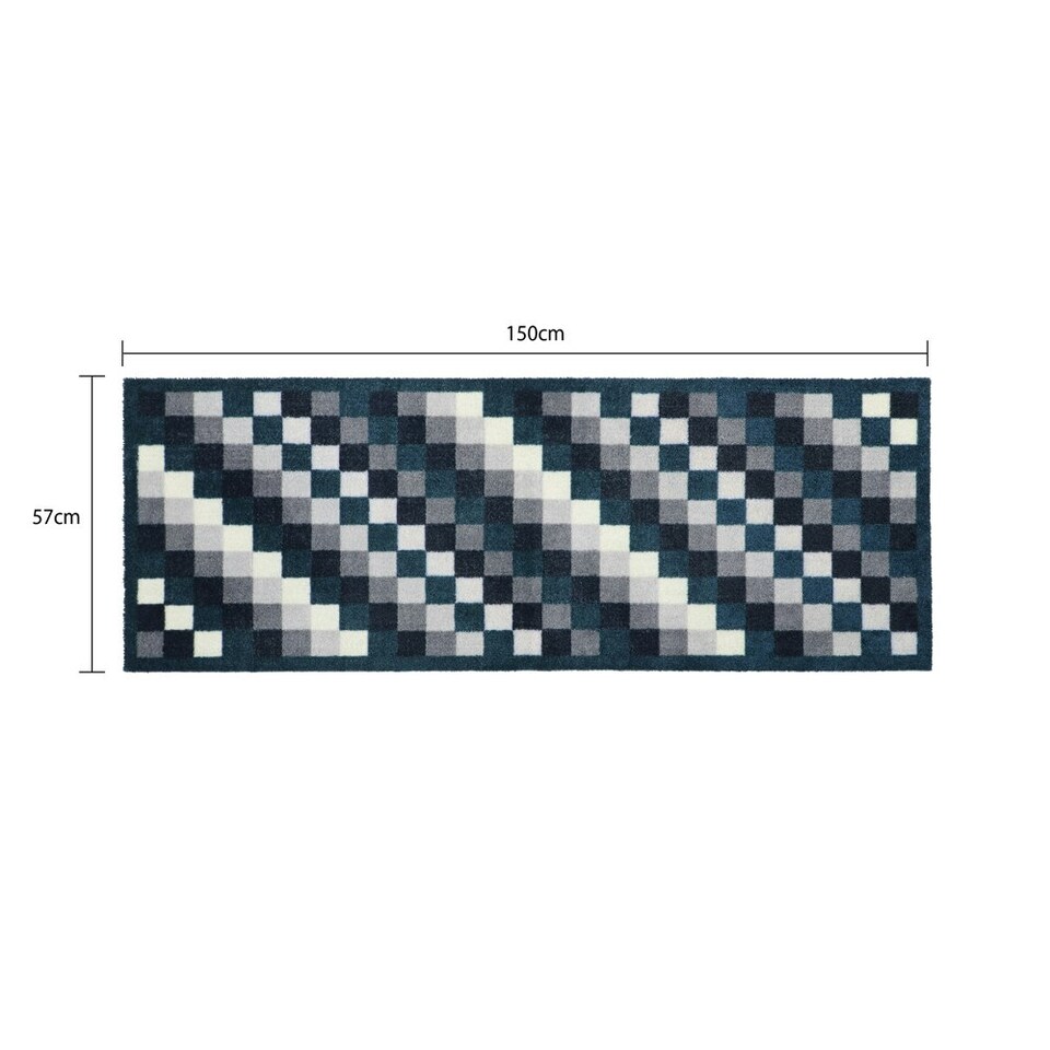 image 1 of JVL Mega Machine Washable Doormat and Runner Set, Pixels