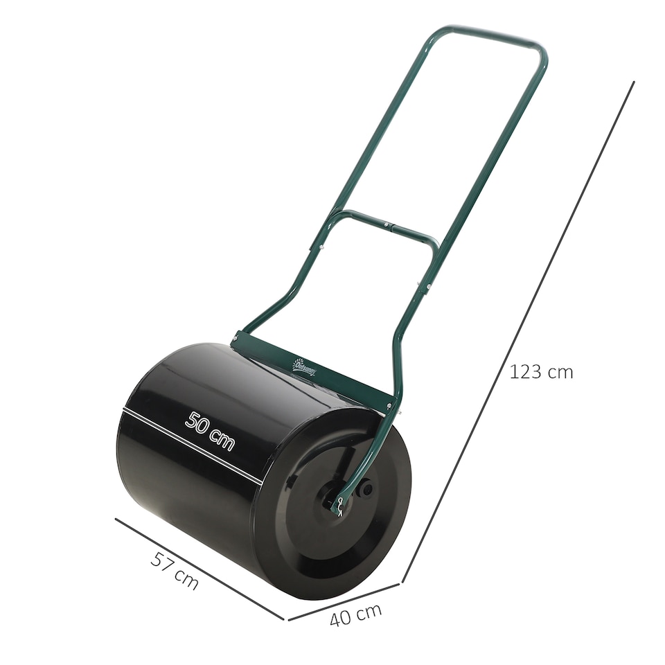 image 1 of 60L Steel Garden Roller Push Pull w/ Fillable Cylinder Water Rolling Drum | Black | Black