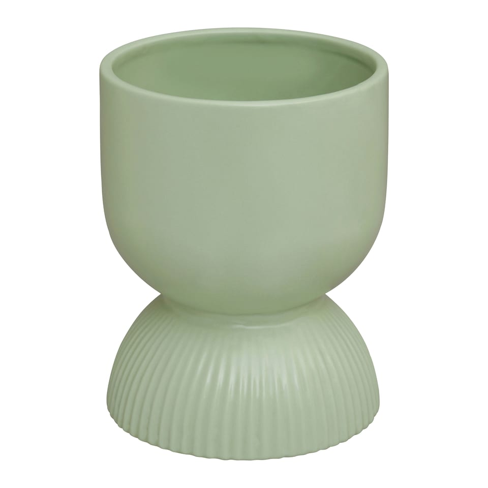 image 1 of Interiors by Premier Sage Green Planter, Durable Ceramic Construction Of Outdoor Pot, Cylindrical Design Garden Flower Planter Green