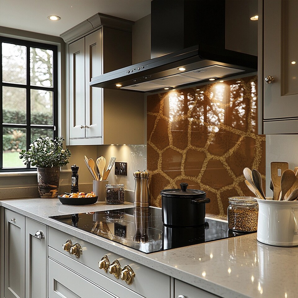 image 1 of Giraffe Print Splash Back | White