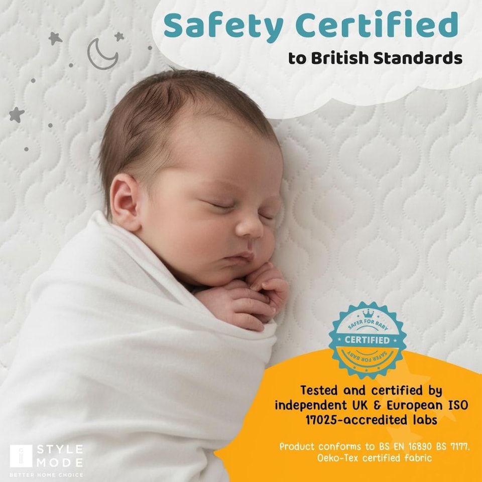 image 1 of Cot Bed Foam Mattress Breathable & Waterproof Zipped Removable Washable Cover, Anti Allergy, White (160 x 80)