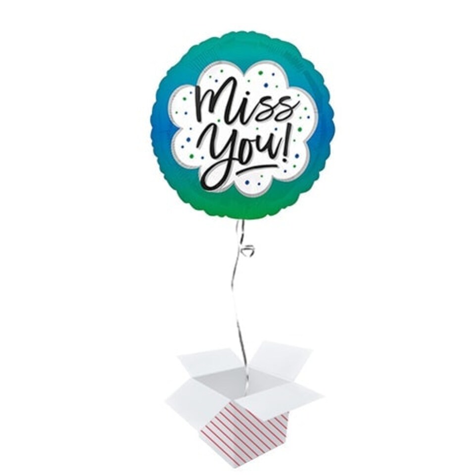 Ombre Miss You Round Foil Helium Balloon - Inflated Balloon in a Box