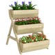 image 1 of Outsunny 3 Tier 66L Raised Garden Bed Wooden Elevated Planter Box Kit for Flower, Vegetable, Herb, 65 x 75 x 76cm, Green