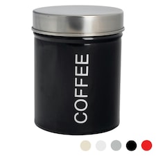 Harbour Housewares Black Round Metal Kitchen Coffee Canister Kitchen Caddy Kitchen Storage Containers Canisters