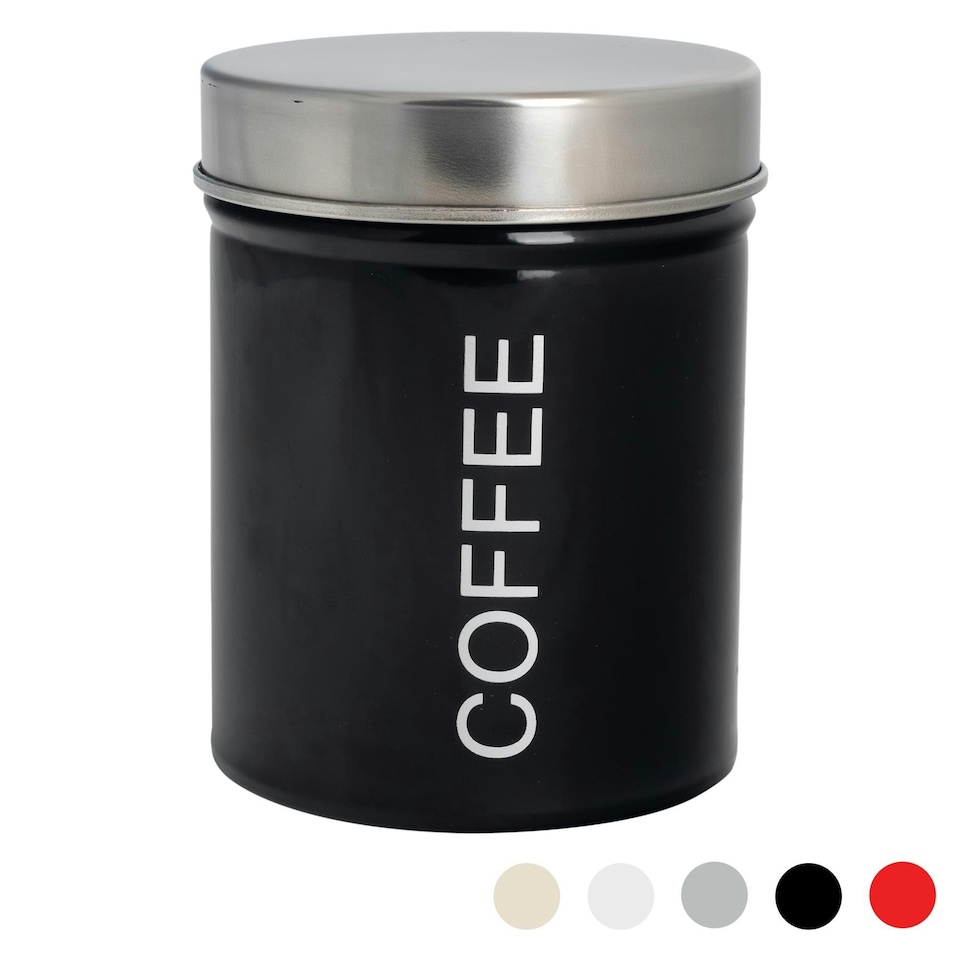 image 1 of Harbour Housewares Black Round Metal Kitchen Coffee Canister Kitchen Caddy Kitchen Storage Containers Canisters