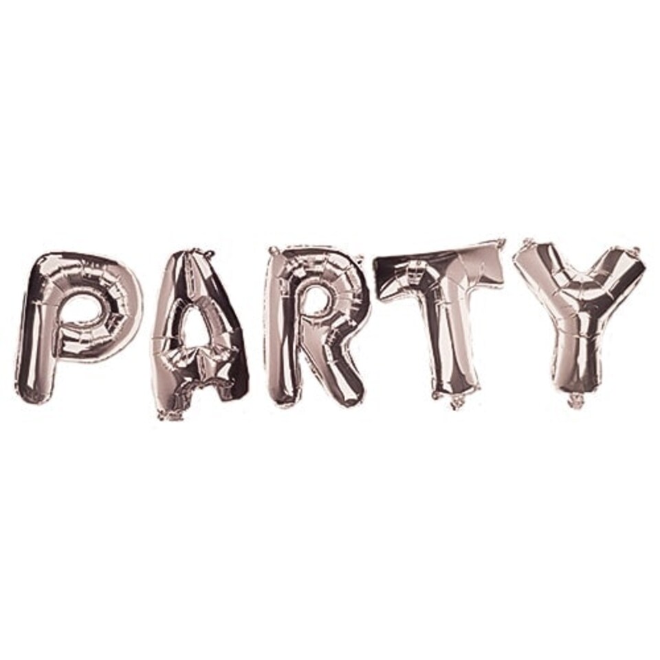 Silver PARTY Air Fill Foil Letter Balloon Kit 34cm