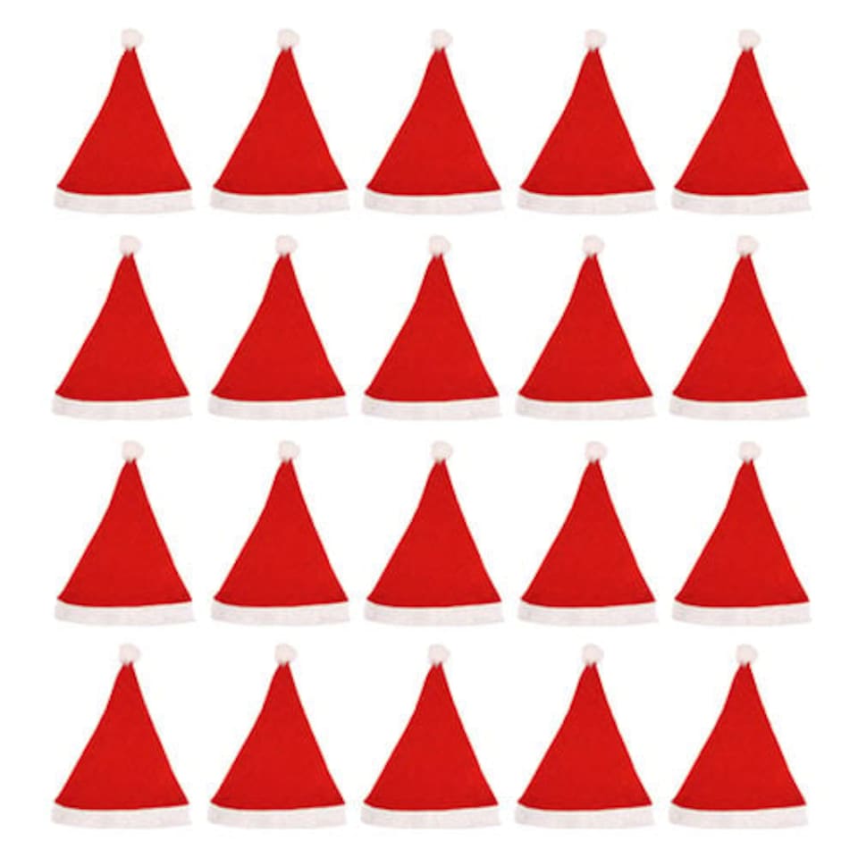 Santa Hat with Bobble Children Christmas Fancy Dress - Pack of 20