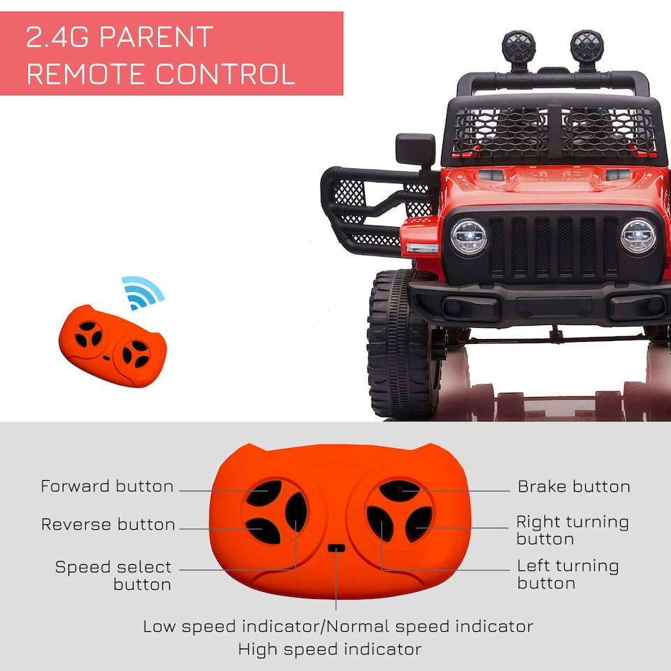 image 1 of HOMCOM 12V Kids Electric Ride On Car Truck Off-road Toy W/ Remote Control Red