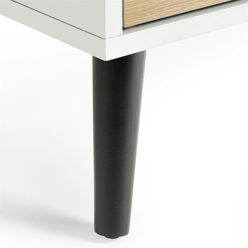 image 1 of Oak and Matt White Wide Chest of Drawers (4 Drawers)