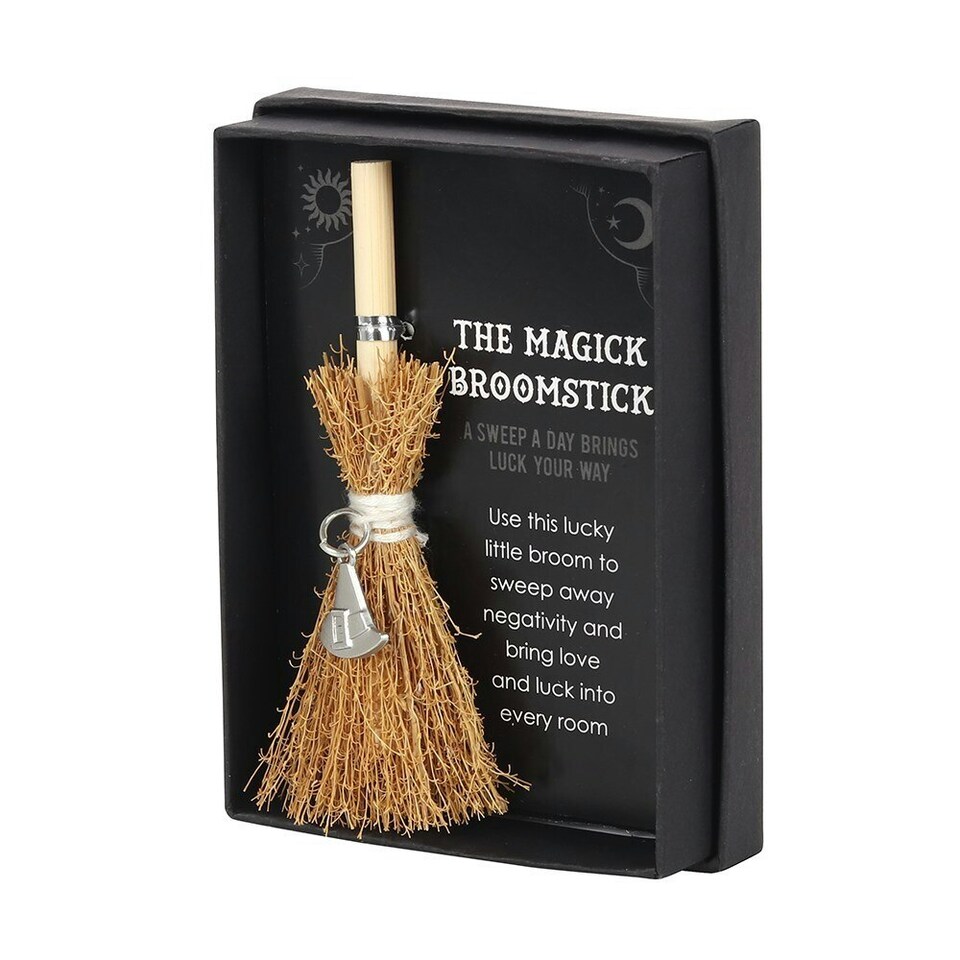 image 1 of Something Different Mini Magick Witches Hat Broomstick - Brown/Silver - One Size
