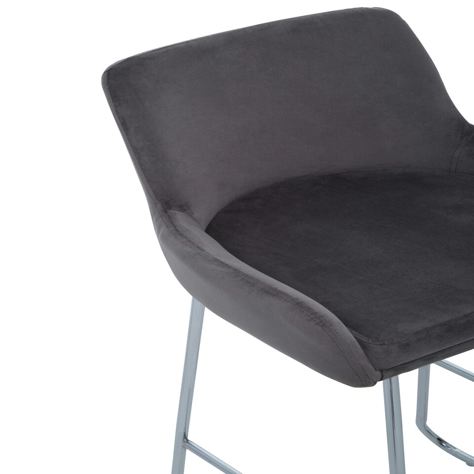 image 1 of Tamzin Grey Velvet Bar Chair With Low Arms Grey