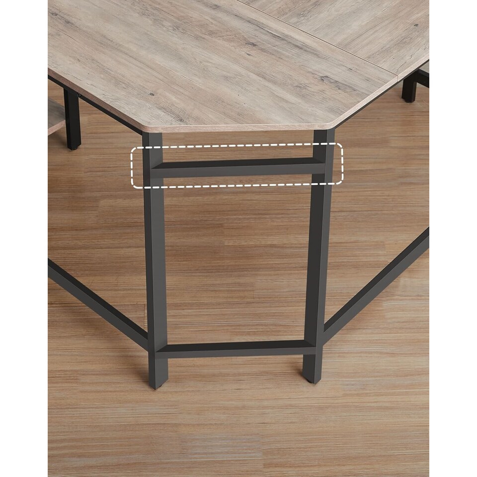 image 1 of Corner Office L-Shaped Computer Desk with Storage Shelves, Greige and Black