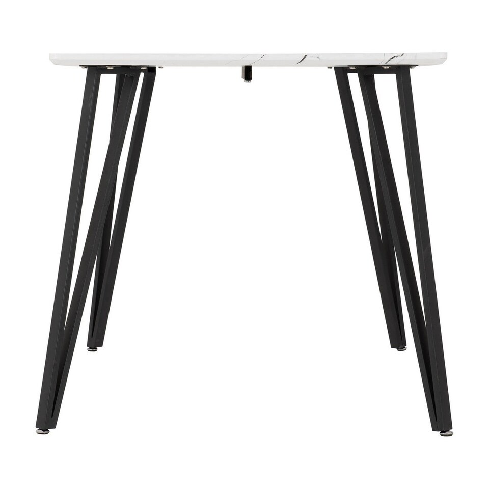 image 1 of Marlow & Athens Indoor Dining Set with 4 Chairs - White Marble - Brown | Brown | White Marble/Brown Faux Leather | 5